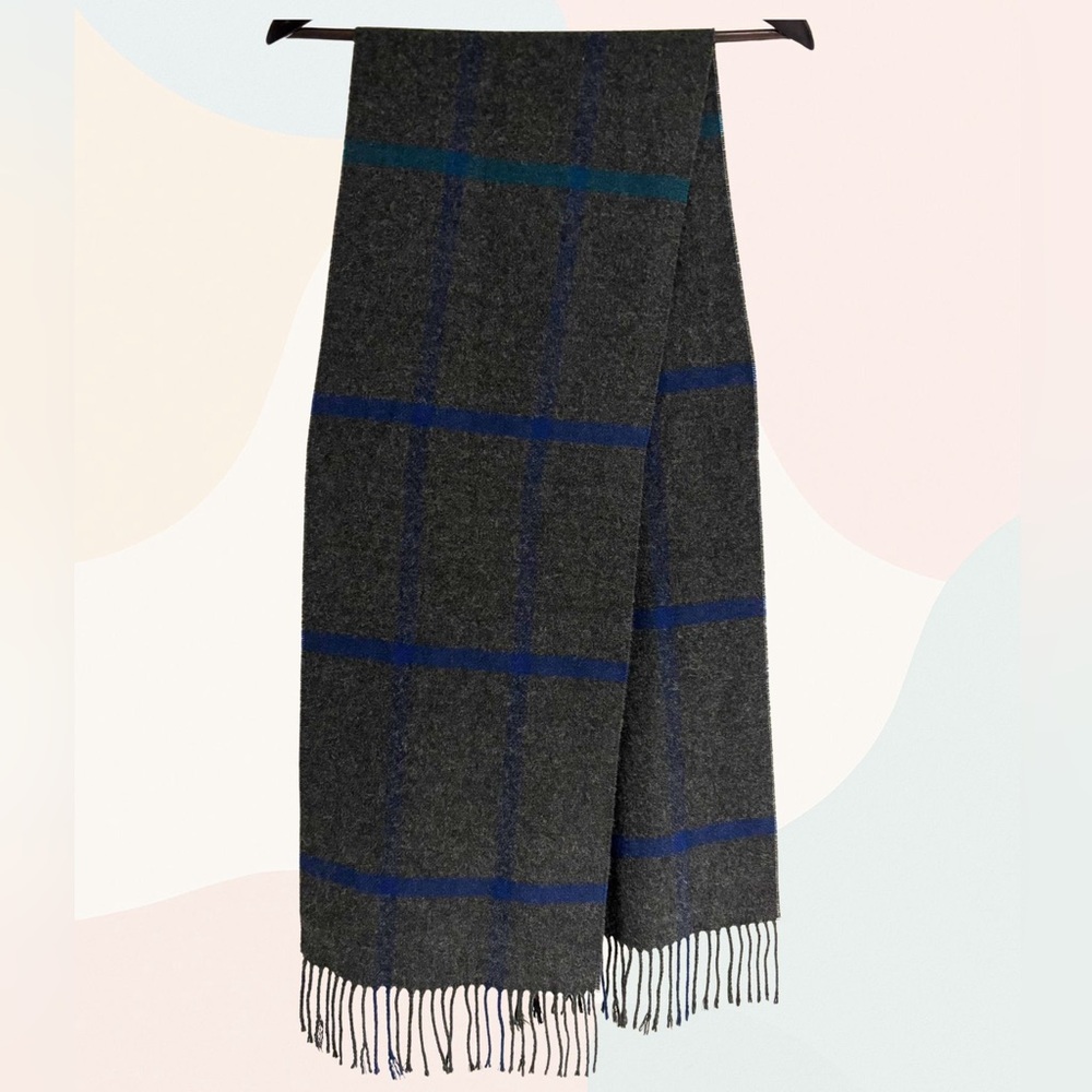 Gray and Blue Plaid Scarf